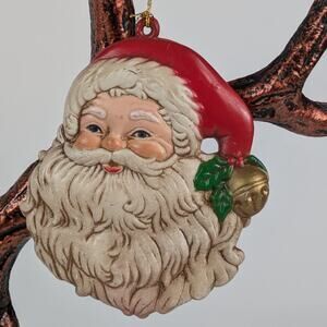 Vtg Santa Christmas Ornament Profile China Double Side Head Holiday Tradition